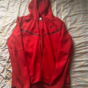 Red Nike Sportswear Tech Fleece Hoodie